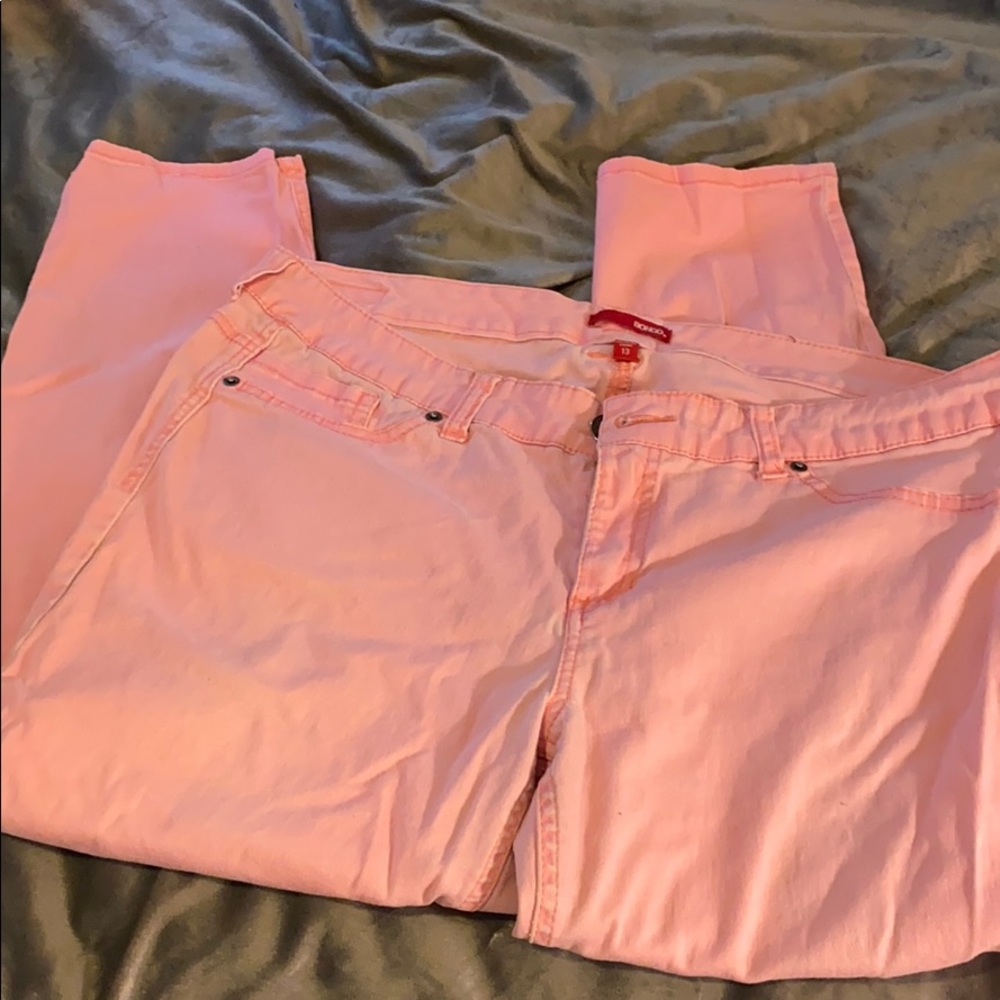 Pink skinny jeans